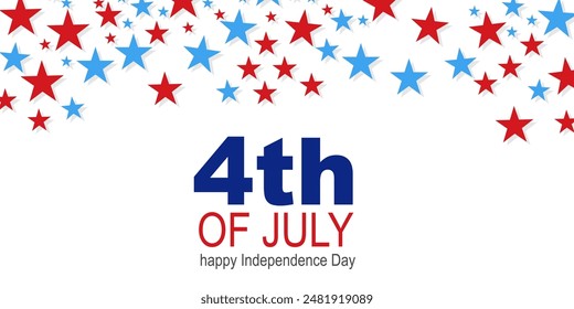 Banner 4th of July. US Independence Day. Stars red and blue