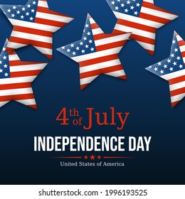Banner 4th of july usa independence day. Fourth of july, USA national holiday. Dark background with stars american flag. Vector illustration, poster