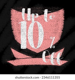 Banner up to 5 10 15 20 25 30 35 40 45 50 60 70 80 90 percent off elegant chalk style with pink shield 