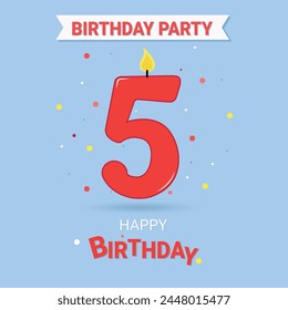 Banner 5 years. Birthday party. Invitation. Postcard.