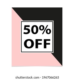 Banner 50% OFF. Sale. Vector graphics