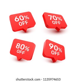 Banner 60 70 80 90 off with share discount percentage. Vector illustration