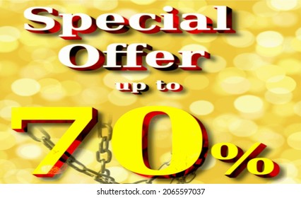 Banner with 70 % special offer up to ouro