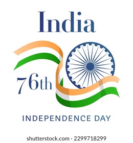 Banner for 76 india independence day. Illustration with Indian flag.