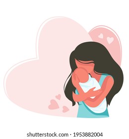 Banner about pregnancy and motherhood. Mom and a baby. Vector illustration.