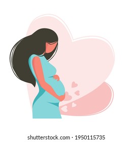 Banner about pregnancy and motherhood. Pregnant woman. Vector illustration.