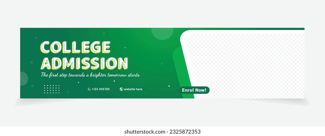 banner abstract background design green color. college admission template vector design. image space replacement.