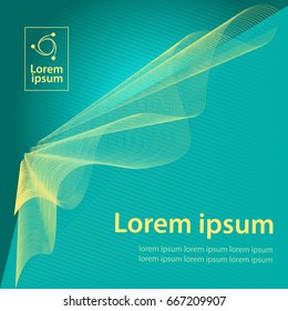 Banner with abstract background with waves and back-light. Vector illustration