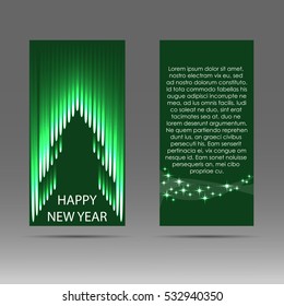 Banner with abstract Christmas tree on green background