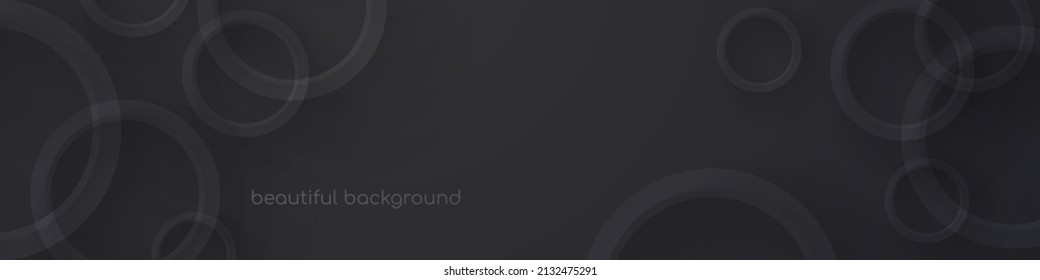 Banner with abstract circle on black background. Minimalism. Vector illustration for card, design, flyer, poster, article, banner, web, advertising.