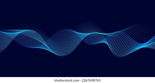 Banner with an abstract design of flowing blue waves