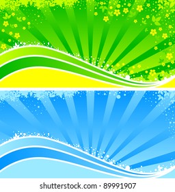 The banner. Abstract floral pattern, rays and tapes.