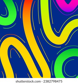 Banner abstract line neon color style for social media post