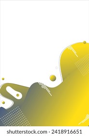 Banner with abstract shapes with gradient. Liquid figures. Abstract minimalistic background in Memphis style. Blue and yellow colors. Template for book cover, flyer, advertising post, brochure, etc.