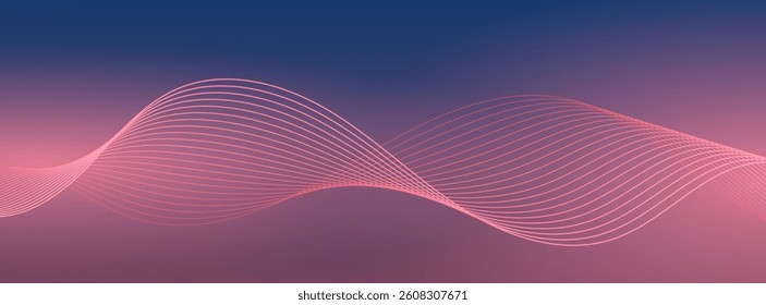Banner  Abstract Wave, Line Particle Technology Background.Trendy.abstract background. red and blue gradations,Vector illustration