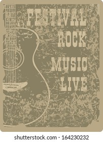 banner with an acoustic guitar on a grunge background