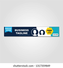 banner ad design with a combination of dark blue and light blue