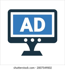 Banner, ad, information icon. Simple editable vector design isolated on a white background.