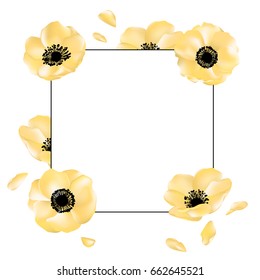 banner adorned with gold flowers. Floral background.