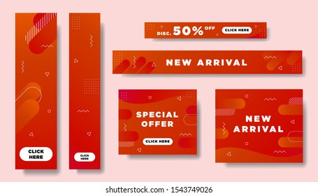Banner Ads Abstract Geometric Background Red