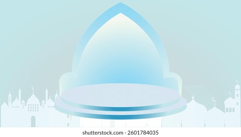Banner ads on Round stage Colorful discount sale podium. Special offer composition white background