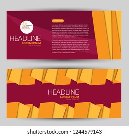 Banner for advertisement. Flyer design or web template set.. Vector illustration commercial promotion background. Pink and orange color.