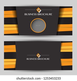 Banner for advertisement. Flyer design or web template set. Vector illustration commercial promotion background. Black and orange color.