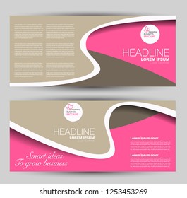 Banner for advertisement. Flyer design or web template set. Vector illustration commercial promotion background. Brown and pink color.