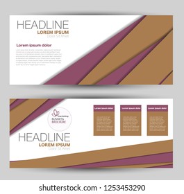 Banner for advertisement. Flyer design or web template set. Vector illustration commercial promotion background. Brown and red color.