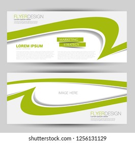 Banner for advertisement. Flyer design or web template set. Vector illustration commercial promotion background. Green color.