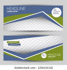 Banner for advertisement. Flyer design or web template set. Vector illustration commercial promotion background. Blue and green color.