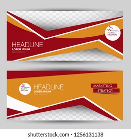 Banner for advertisement. Flyer design or web template set. Vector illustration commercial promotion background. Red and orange color.