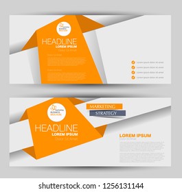 Banner for advertisement. Flyer design or web template set. Vector illustration commercial promotion background. Orange color.