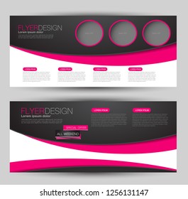 Banner for advertisement. Flyer design or web template set. Vector illustration commercial promotion background. Black and pink color.