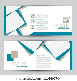 Banner for advertisement. Flyer design or web template set. Vector illustration commercial promotion background. Blue color.
