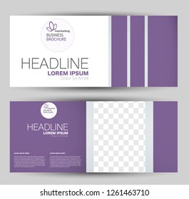 Banner for advertisement. Flyer design or web template set. Vector illustration commercial promotion background. Purple color.