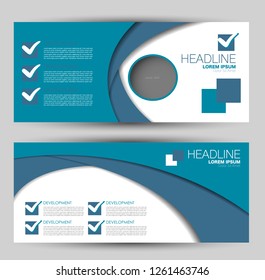 Banner for advertisement. Flyer design or web template set. Vector illustration commercial promotion background. Blue color.