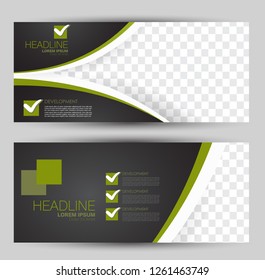 Banner for advertisement. Flyer design or web template set. Vector illustration commercial promotion background. Black and green color.