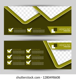 Banner for advertisement. Flyer design or web template set. Vector illustration commercial promotion background. Green color.