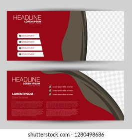 Banner for advertisement. Flyer design or web template set. Vector illustration commercial promotion background. Red and brown color.