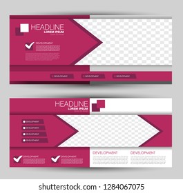 Banner for advertisement. Flyer design or web template set. Vector illustration commercial promotion background. Pink color.
