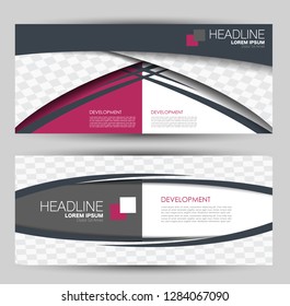 Banner for advertisement. Flyer design or web template set. Vector illustration commercial promotion background. Pink and grey color.