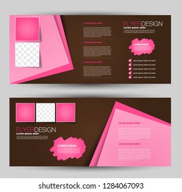 Banner for advertisement. Flyer design or web template set. Vector illustration commercial promotion background. Pink and brown color.