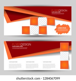 Banner for advertisement. Flyer design or web template set. Vector illustration commercial promotion background. Orange and red color.