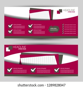 Banner for advertisement. Flyer design or web template set. Vector illustration commercial promotion background. Pink and brown color.