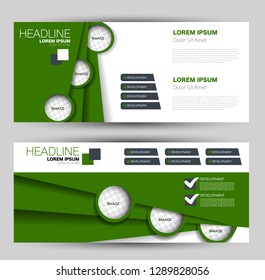 Banner for advertisement. Flyer design or web template set. Vector illustration commercial promotion background. Green color.