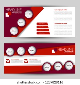 Banner for advertisement. Flyer design or web template set. Vector illustration commercial promotion background. Red color.