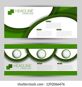 Banner for advertisement. Flyer design or web template set. Vector illustration commercial promotion background. Green color.