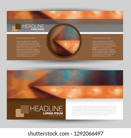 Banner for advertisement. Flyer design or web template set. Vector illustration commercial promotion background. Brown color.