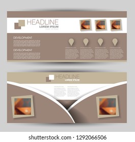 Banner for advertisement. Flyer design or web template set. Vector illustration commercial promotion background. Brown color.